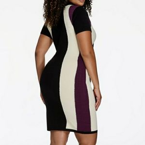 Plum, black and white Hourglass sweater dress